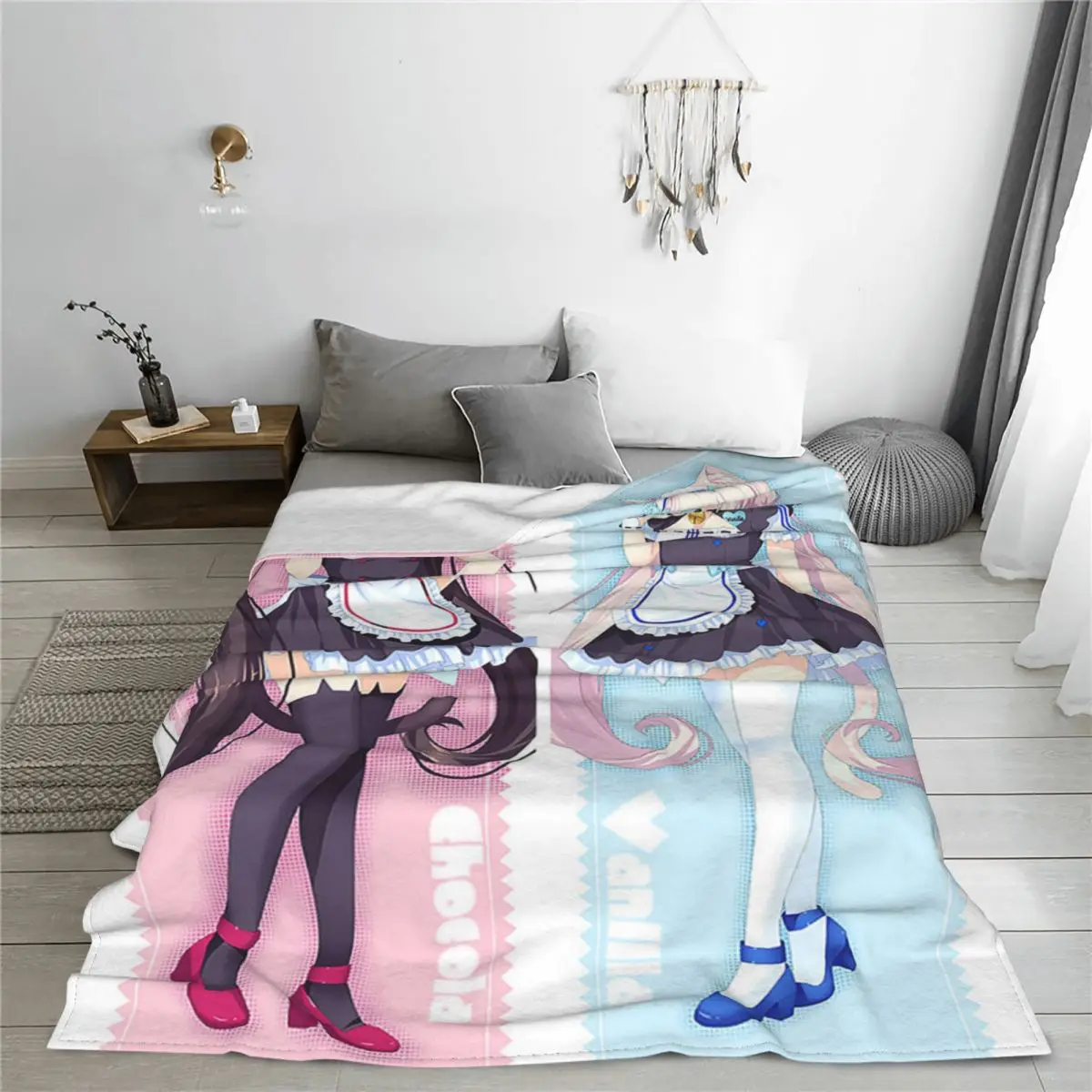 Anime Chocola Vanilla Knitted Blanket Nekopara Sexy Gir Flannel Throw Blankets Bedroom Sofa Decoration Lightweight Bedspreads | Дом и сад