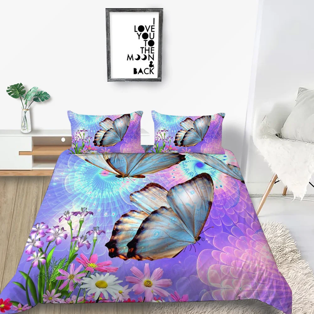 

Цветной Комплект постельного белья для детей, красивый 3D Цветочный Пододеяльник с бабочкой, королевой, двумя односпальными двуспальными и ...