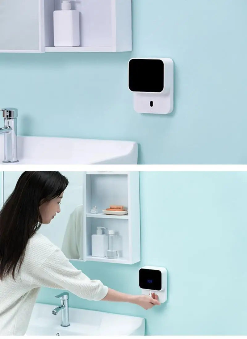 2021 Newest Liquid Soap Dispenser Wall-mounted LED Screen Hand Washing Automatic Induction Foam Household Smart Infrared Sensor |