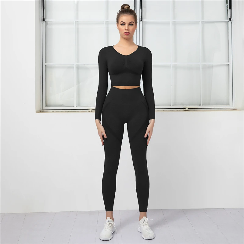 

Кроп-топ женский с длинным рукавом, пикантная рубашка для бега, футболка для йоги с открытым пупком, однотонный спортивный топ, быстросохнущ...