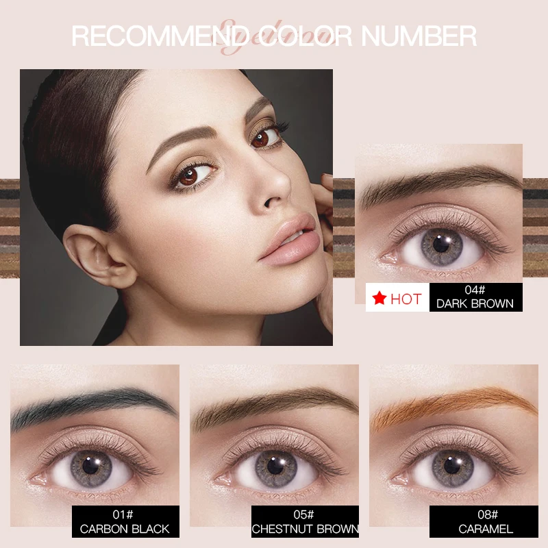 Карандаш для бровей Pudaier с двойной головкой 10 цветов водостойкий стойкий ТИНТ