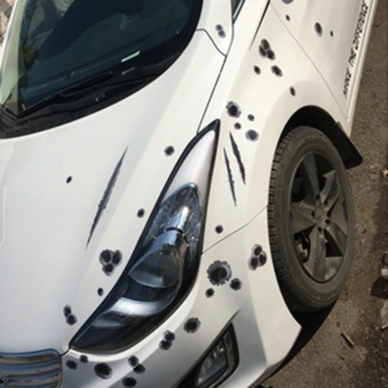 

New Car Sticker Hot Sale Cracking Simulation Bullet Hole Scratch Car Sticker Waterproof Stickers For Wall On The Funny