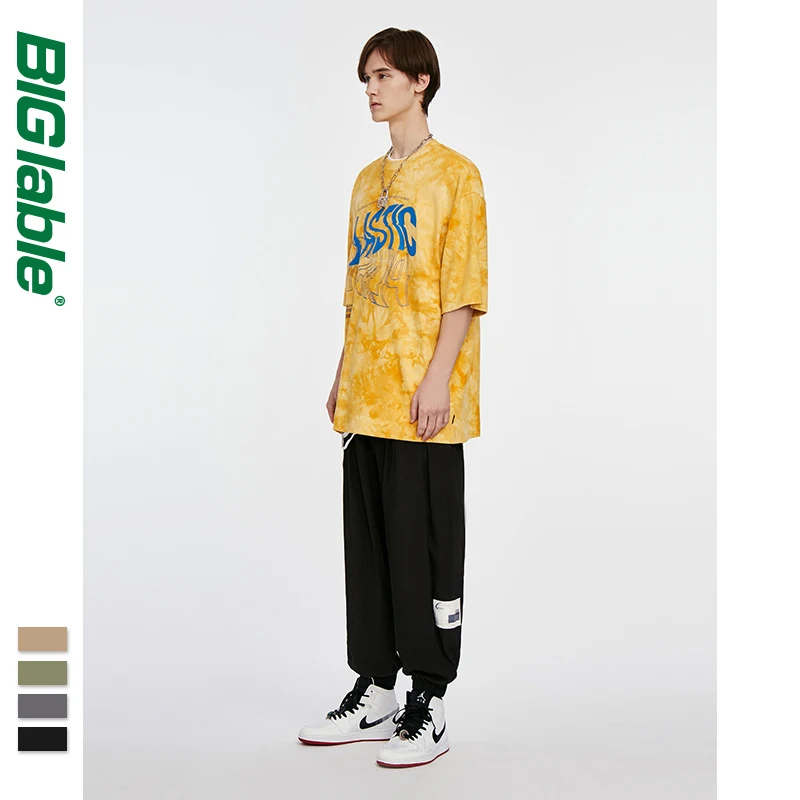 

BIG LABLE Men Harem Pants Jogger Streetwear Men Harem Pants Men Baggy Pants Elastic Waist 3015S20