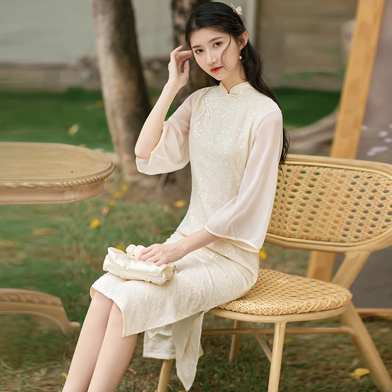 

Spot to film the company miss rattan huai girl love gentle cheongsam restoring ancient ways improved version of the dress