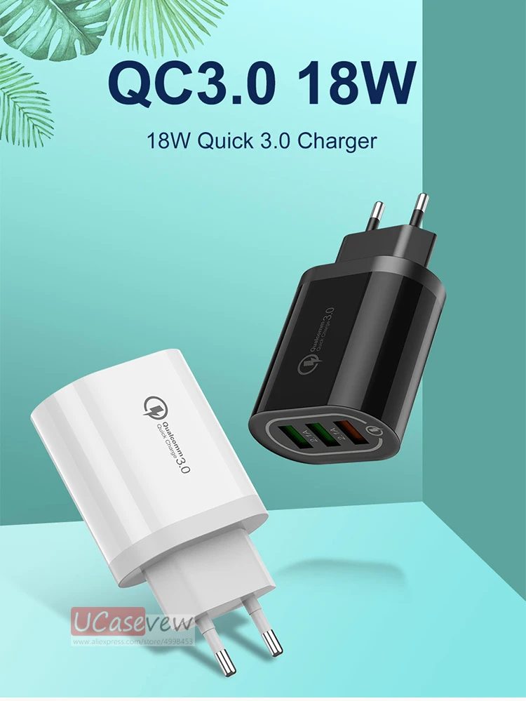 3 порта USB быстрая зарядка 5 в 2,4 А зарядное устройство 18 Вт адаптер питания для iPhone iPad samsung Xiaomi huawei QC3.0 быстрая настенная Зарядка для путешествий