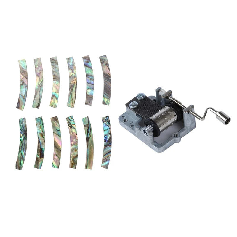 

Миниатюрная Музыкальная шкатулка с внутренним вращающимся механизмом (память) с 12 звуковыми отверстиями для гитары, розетка Paua Abalone Shell