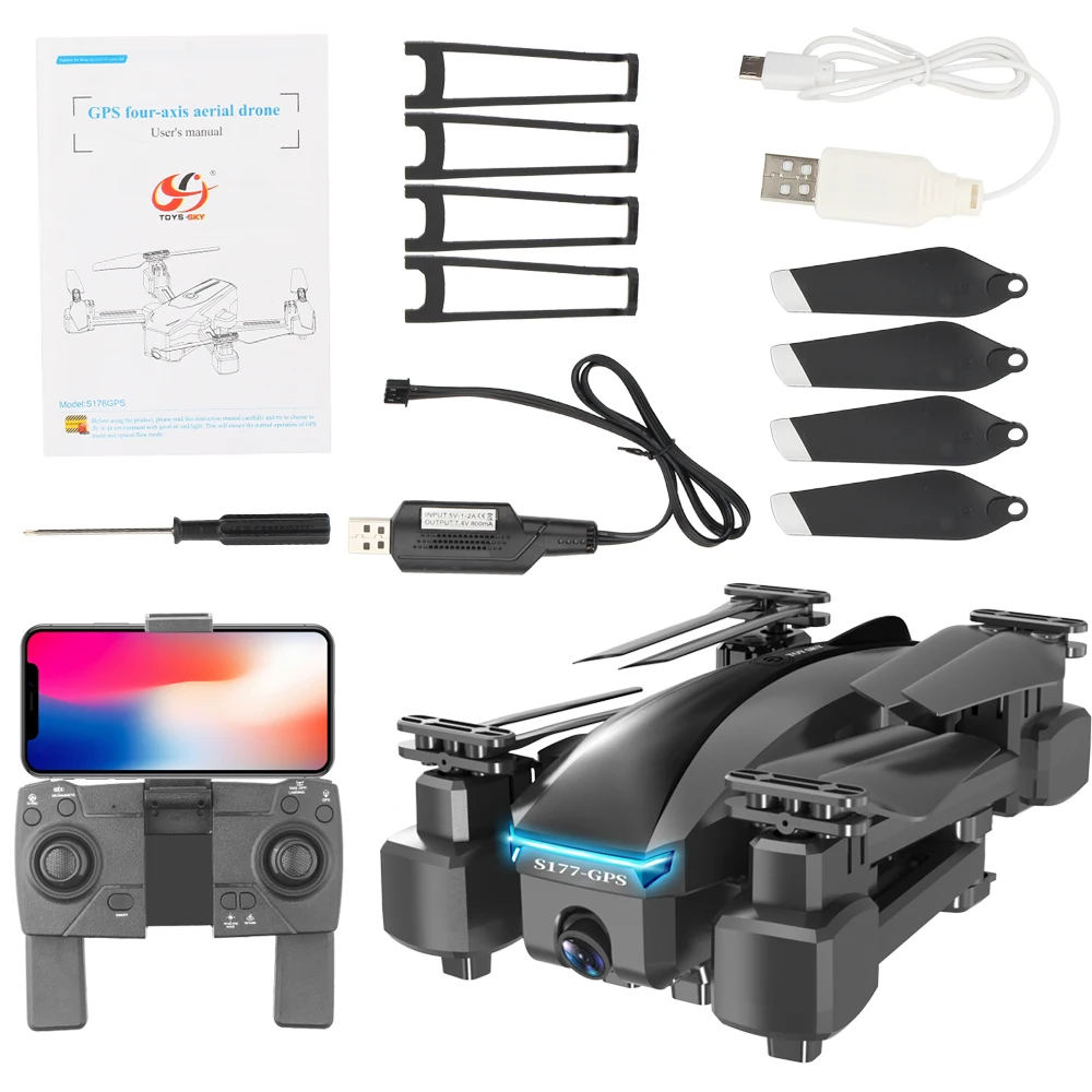 

2021 Newest S177 Drone GPS 4k 5G WIFI HD Wide Angle Dual Camera FVP Drones 20min RC Distance 600m Quadcopter Height Keep Flight