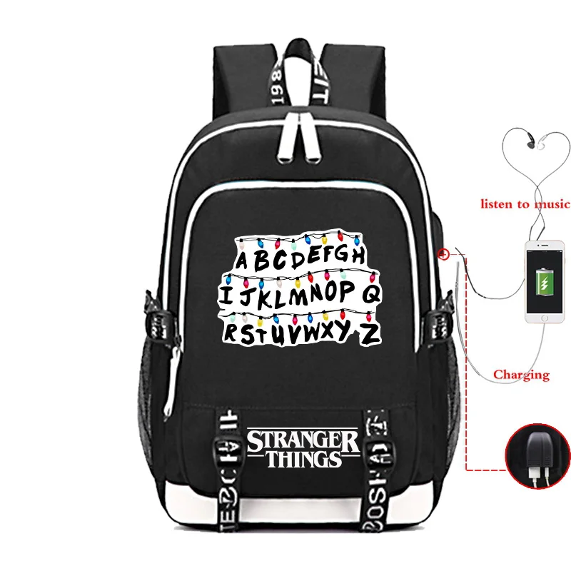 

Back to School Stranger Things Backpack Women Men Multifunction USB Charging Laptop Backpack for Teenagers School Travel Bags