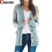 women 2022 autumn and winter new casual long cardigan coat solid color twist button cardigan womens sweater