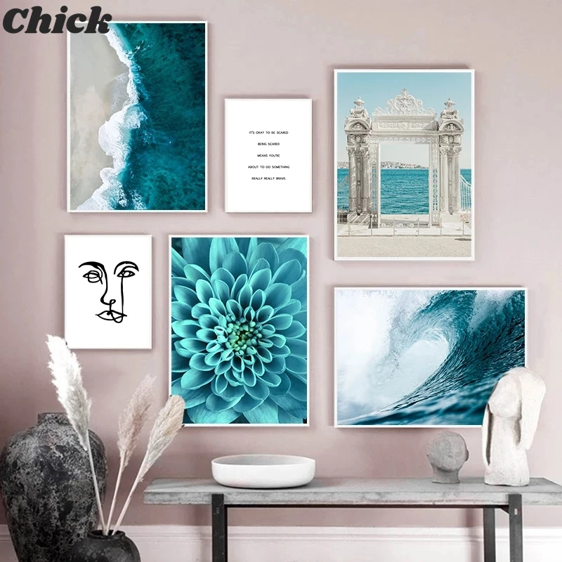 

Nordic Decoration Poster and Prints Life Quote Flower Sea Landscape Wall Art Canvas Painting Decorative Picture Home Decor