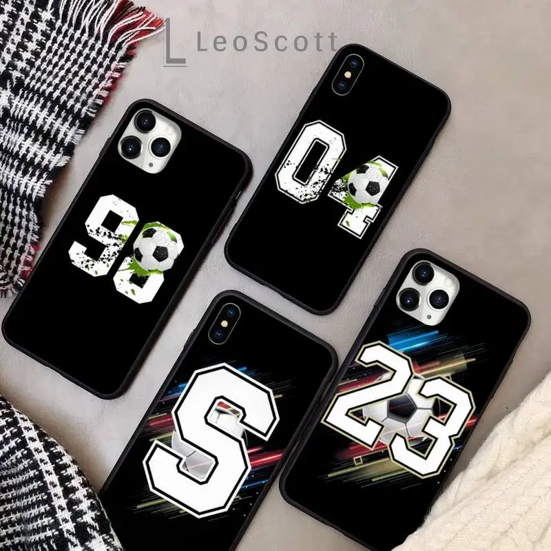 

Football Lucky number And letter Phone Case for iPhone 11 12 pro XS MAX 8 7 6 6S Plus X 5S SE 2020 XR Soft silicone cover shell