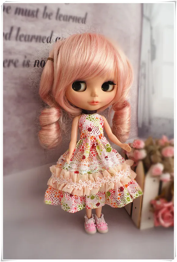 Дизайн Blyth платье с цветочным принтом BJD платье кукольный наряд Одежда для кукол(Fit blyth, озон, BJD, pullip, лат, ob, Dal, JerryB, 1/6 кукла