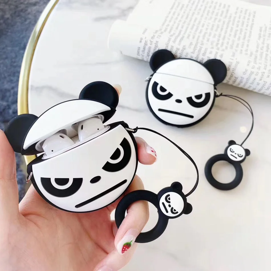 Чехол для наушников с пандой AirPods 2 милый 3D лягушка кошка силиконовый чехол