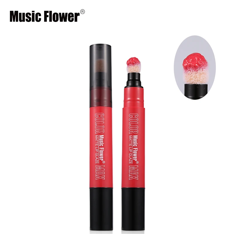Бренд Music Flower вращающаяся мягкая губка для макияжа губная помада матовая 6 цветов