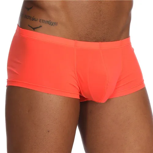 Ice silk Rose red Jockmail, сексуальное мужское нижнее белье, боксеры, шорты, ледяной шелк, u-образный выпуклый мешочек, мужские трусы, cueca, боксеры, homme, слипы, Гей Нижнее белье - Цвет: Ice silk Rose red