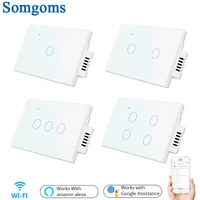 wifi wall touch sensitive switch remote control 1 2 3 4 gang wireless led light smart touch screen switch glass us standard