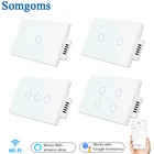 Настенный сенсорный переключатель Wi-Fi, пульт дистанционного управления 1, 2, 3, 4, беспроводной светодиодный светильник, умный сенсорный экран, переключатель, стекло, стандарт США