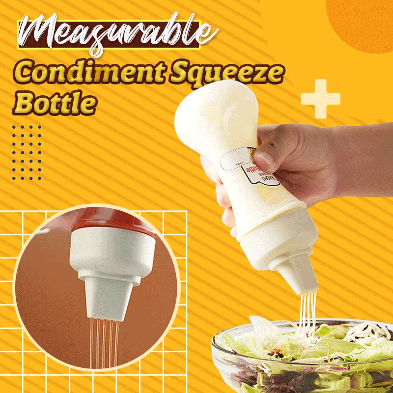 

350ML Measurable Condiment Squeeze Bottle For Ketchup Mustard Mayo Hot Sauces Olive Oil Bottles Kitchen Gadget
