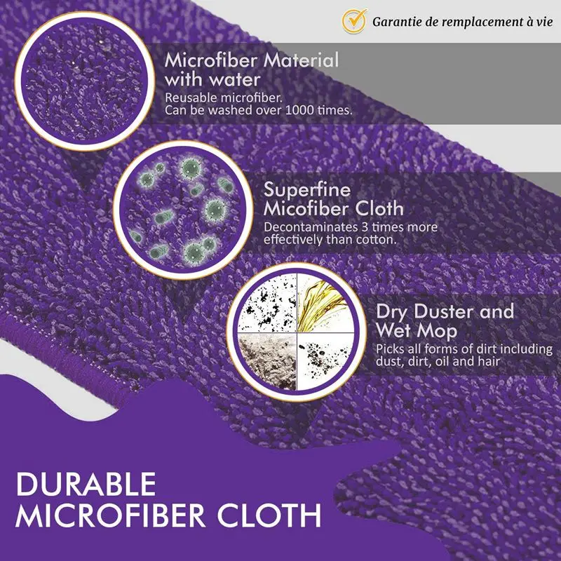 

2 Microfibre Mops for Floor Wash Broom Pack Replacement warranty valid for Washable Life 42cm x 38cm x 14,5cm Floor Cleaning Wip