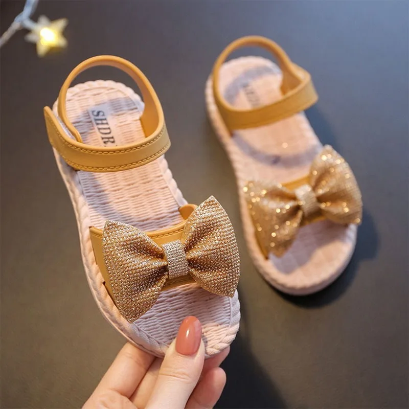 

Newest Summer Kids Shoes 2021 Fashion Leathers Sweet Children Sandals For Girls Toddler Baby Breathable Hoolow Out Bow Shoes