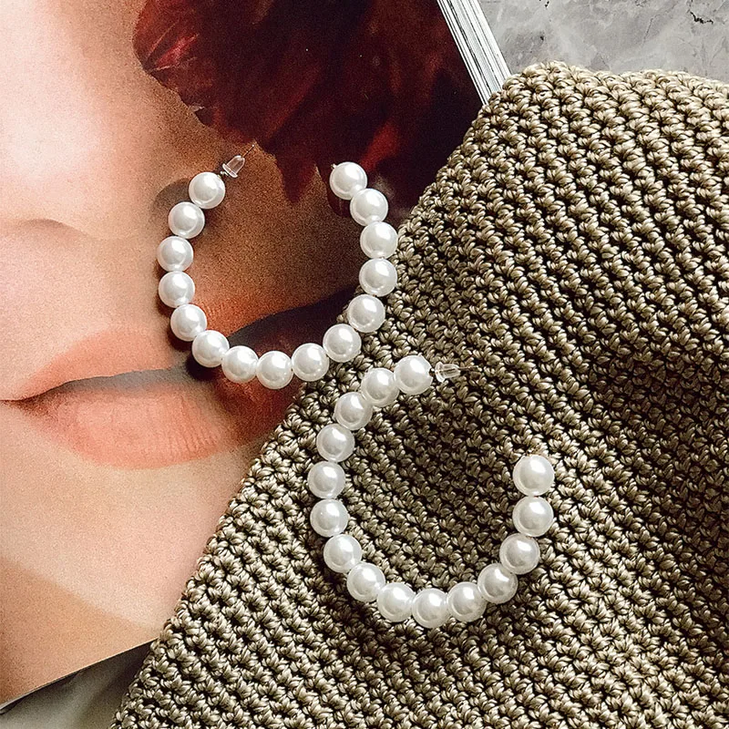 Модные большие серьги с имитацией жемчуга в Корейском стиле для женщин массивные