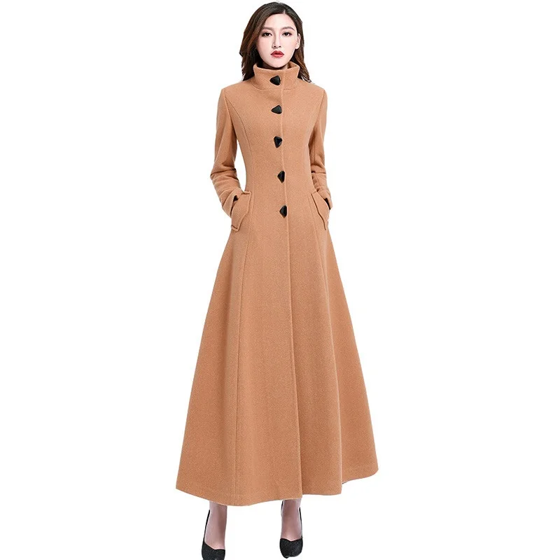

Overcoat Woolen Jacket Women Slim Plus Long Wool Coat Nice Pop Autumn Winter Plus Size 3XL Wool Coat Female Outerwear