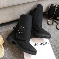 2021 western fashion winter woman ladies horse riding boots vintage combat punk boot women genuine leather short boot