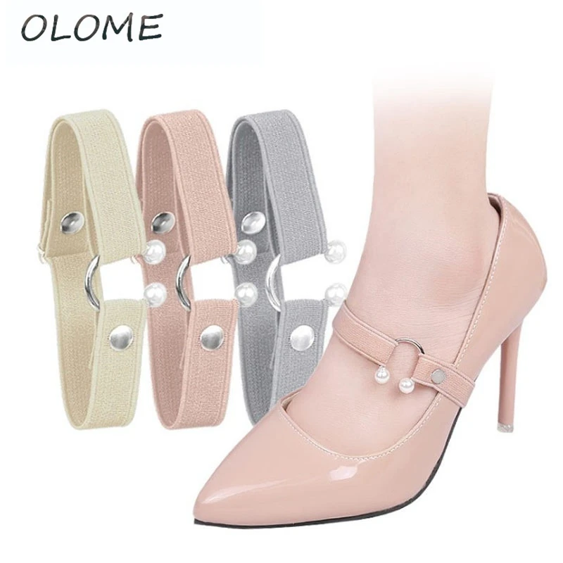 

1 Pair High-heeled Heel Strap No Heel Shoes Fixed Anti-drop Heel Tie Shoelaces Non-slip Tape Decorative Buckle