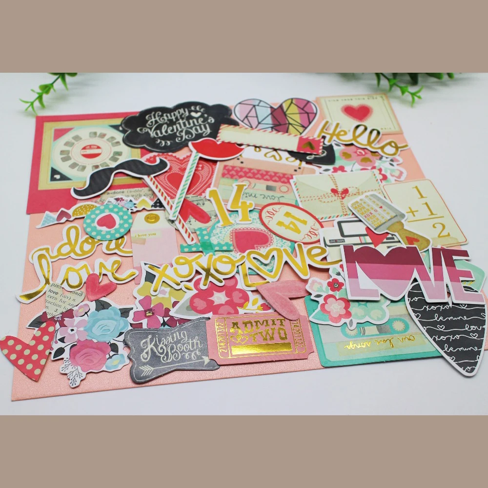 

51pcs Love&Lips Adhesive Paper Stickers For DIY Scrapbooking Decorative label/Hand Account/Holiday Present Adhesive Gift Tags
