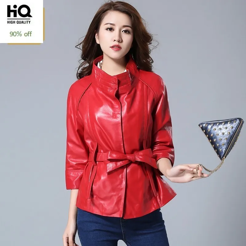 Новинка 2020 осенняя модная красная куртка из натуральной кожи овечья шерсть