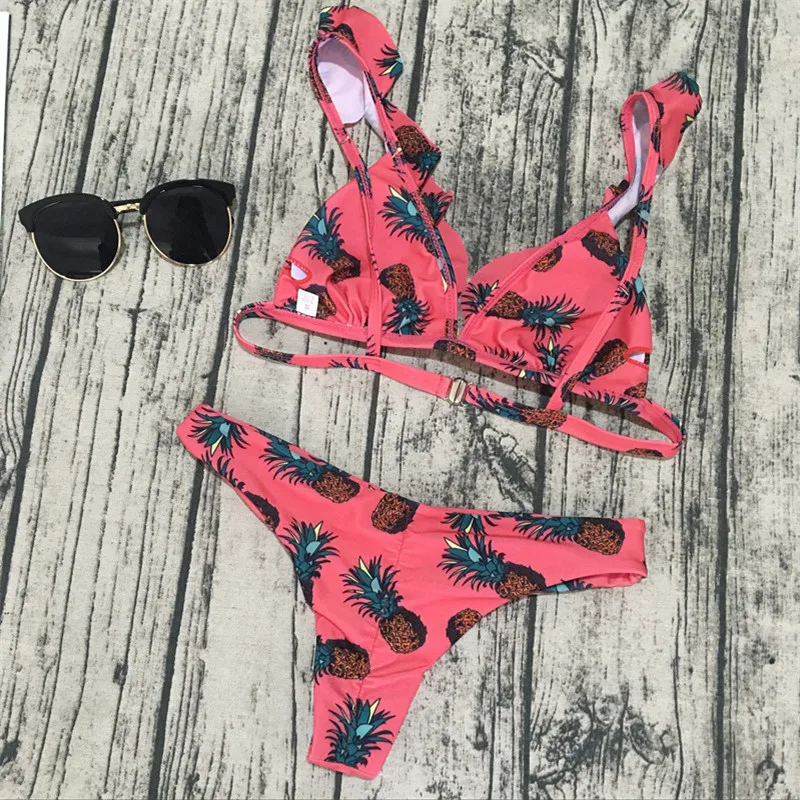 

Women Two-Pieces Swimsuit Floral Push-up Padded Bra Ruffles Bandage Bikini Set Triangle Swimwear Bathing Suit Beachwear Biquini