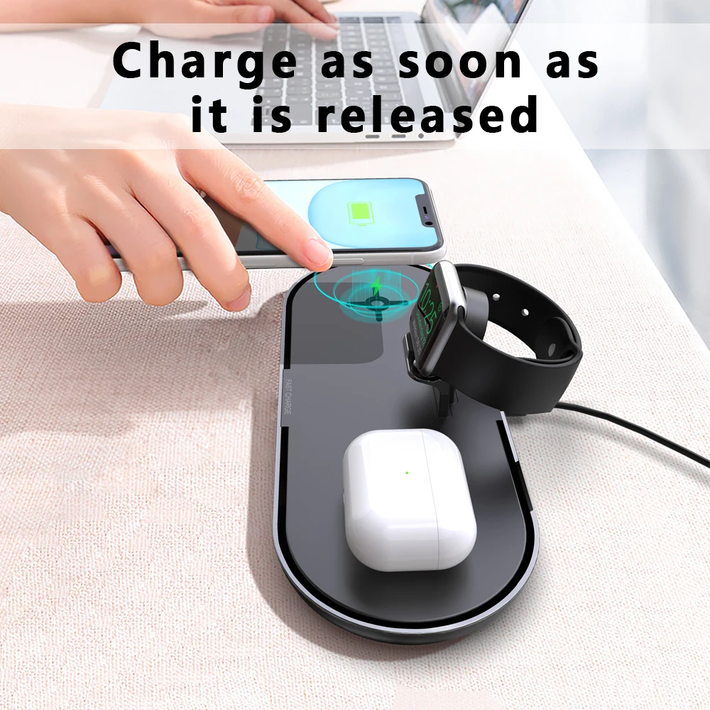 25W Qi Wireless Charger 3 in 1 Fast Charging Station for Apple Watch 5 4 2 iPhone 11 XS XR 8 X Airpods Pro Fold Stand Pad New | Мобильные