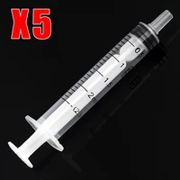 5pcs 2 5ml plastic syringe translucent reusable measuring sampler injector with scale cover measuring nutrient hydroponics tools