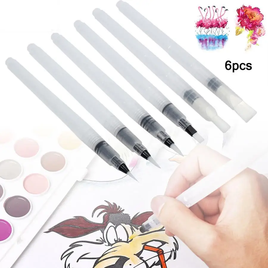 6 шт. фломастеры кисти для рисования акварелью|Маркеры-краски| |