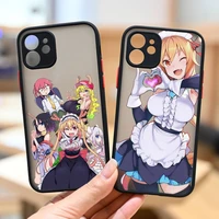 miss kobayashis dragon maid anime phone case black color matte transparent for iphone 13 12 11 mini pro max x xr xs 7 8 plus