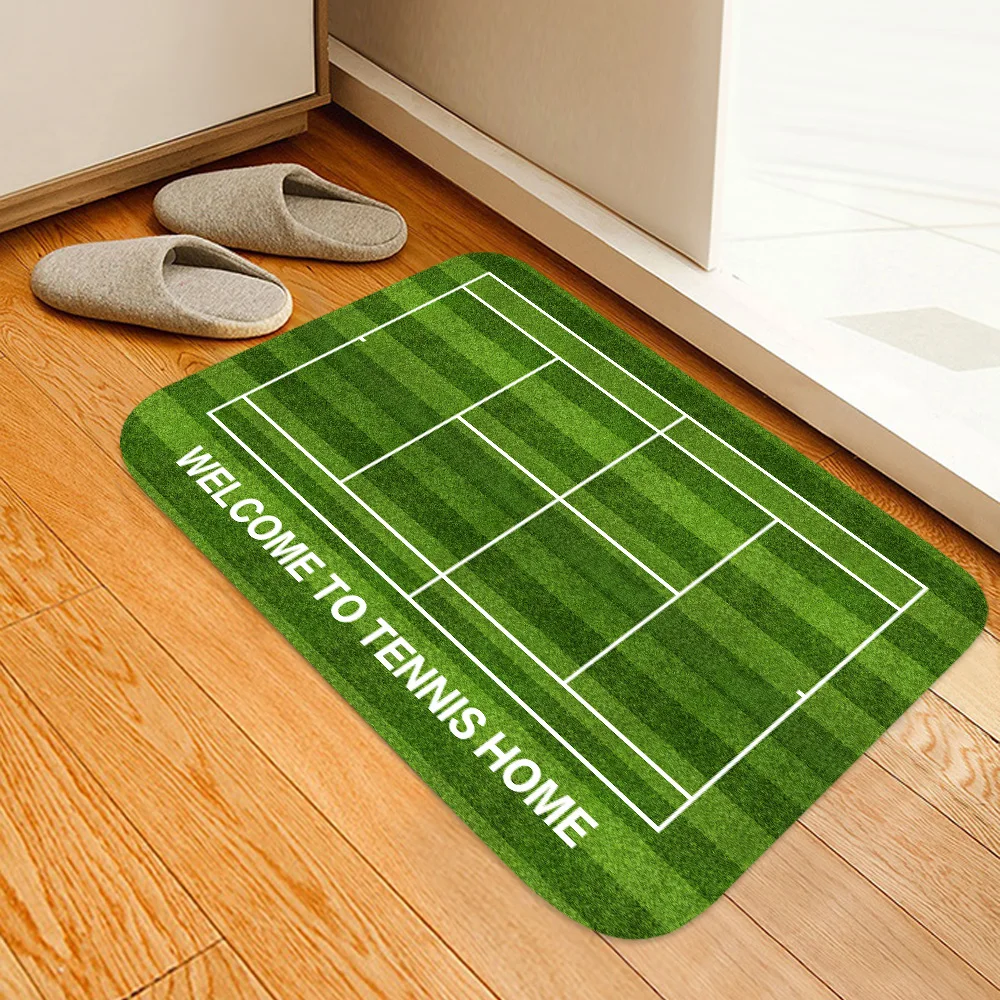 

New Tennis Court Printed Flannel Water-absorbing Anti-skid Mat Home Rug Bathroom Mat Balcony Mat Doormat Kitchen Mat Floor Mat