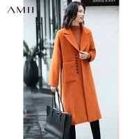 amii minimalist lapel thick woolen coat winter women loose solid pocket female mid long coat 11870394