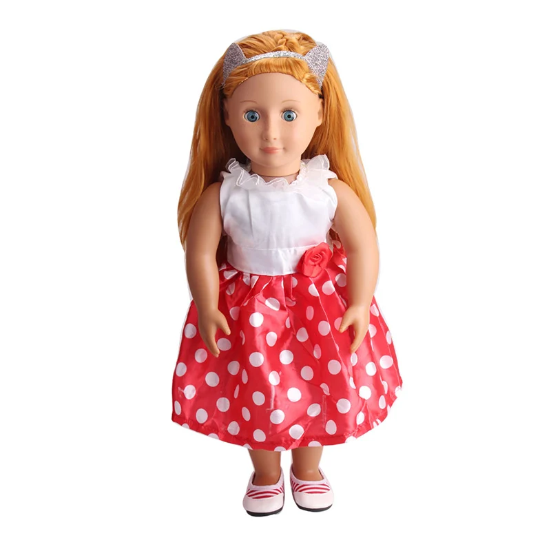 18 дюймовая кукольная одежда для девочек модное вечернее платье в красный горошек