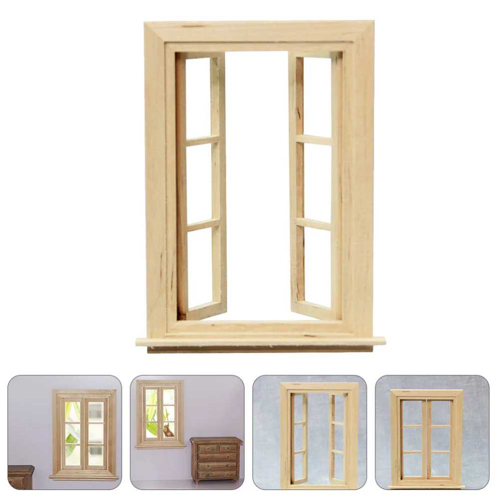 

1pc Simulated Six Lattice Window Frame Photograph Layout Prop Wooden Ornament