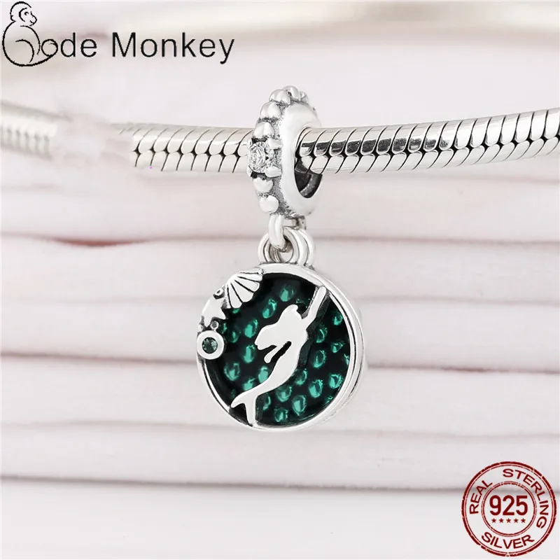 CodeMonkey горячая Распродажа 100% настоящие 925 пробы серебряные бусины русалки амулеты