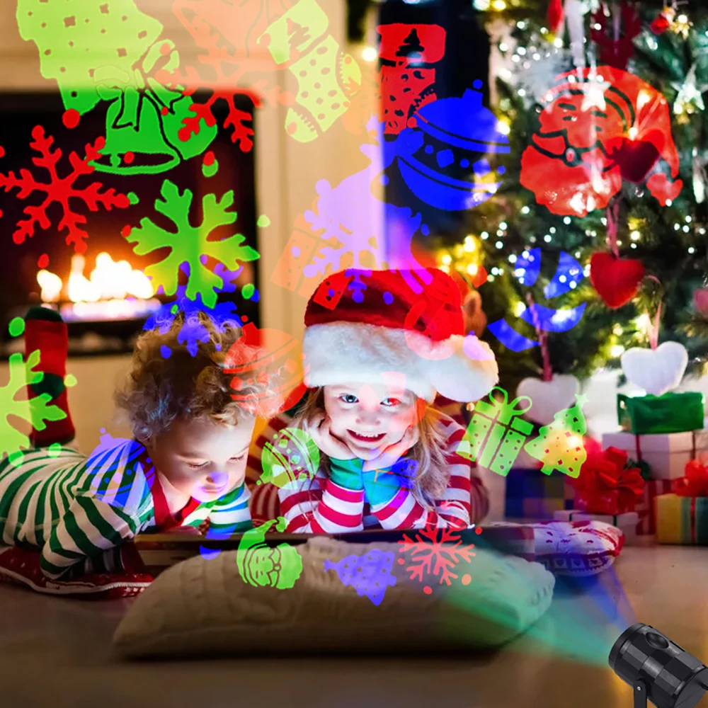 2020 Рождественский светодиодный проектор с 12 узорами вращающийся лазерный