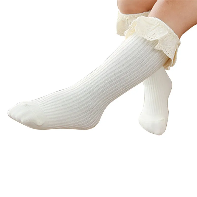 

Toddler Baby Girls Ruffles Knee-high Socks Kids Princess Newborn Baby Girls Lace Fall Spring Socks 0-8Y