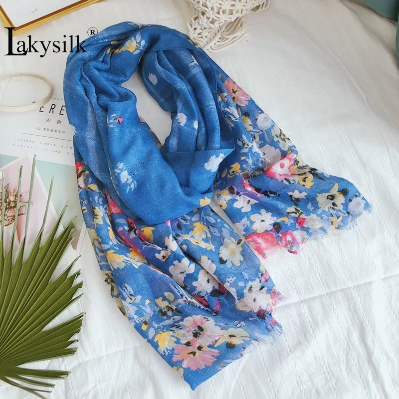 Женский элегантный шарф с принтом маргариток на весну и лето Открытый шейный