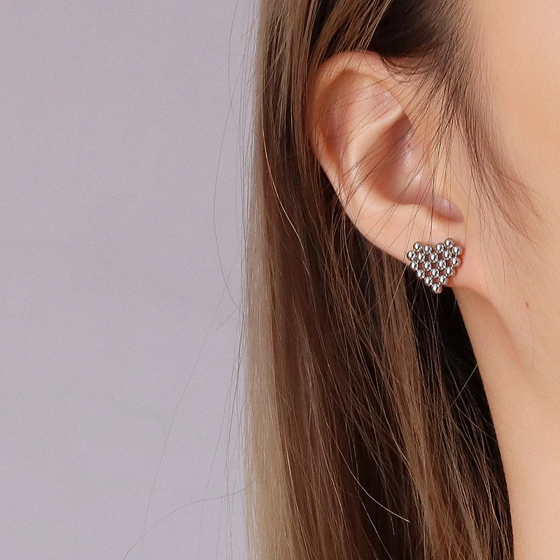 

Lovely Multi Bead Heart Stud Earrings for Women Wholesale Jewelry 2020 Trendy Style Gold Color Stainless Steel Orecchini Donna