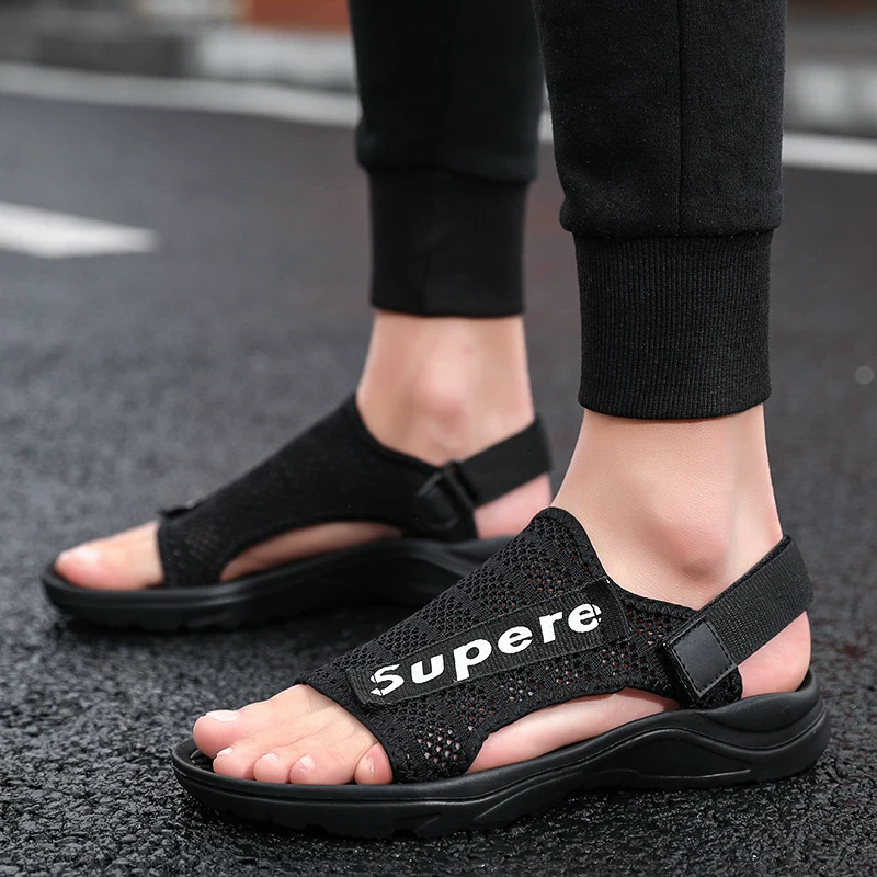 2020 летние модные мужские дышащие пляжные сандалии с сеткой повседневные римские