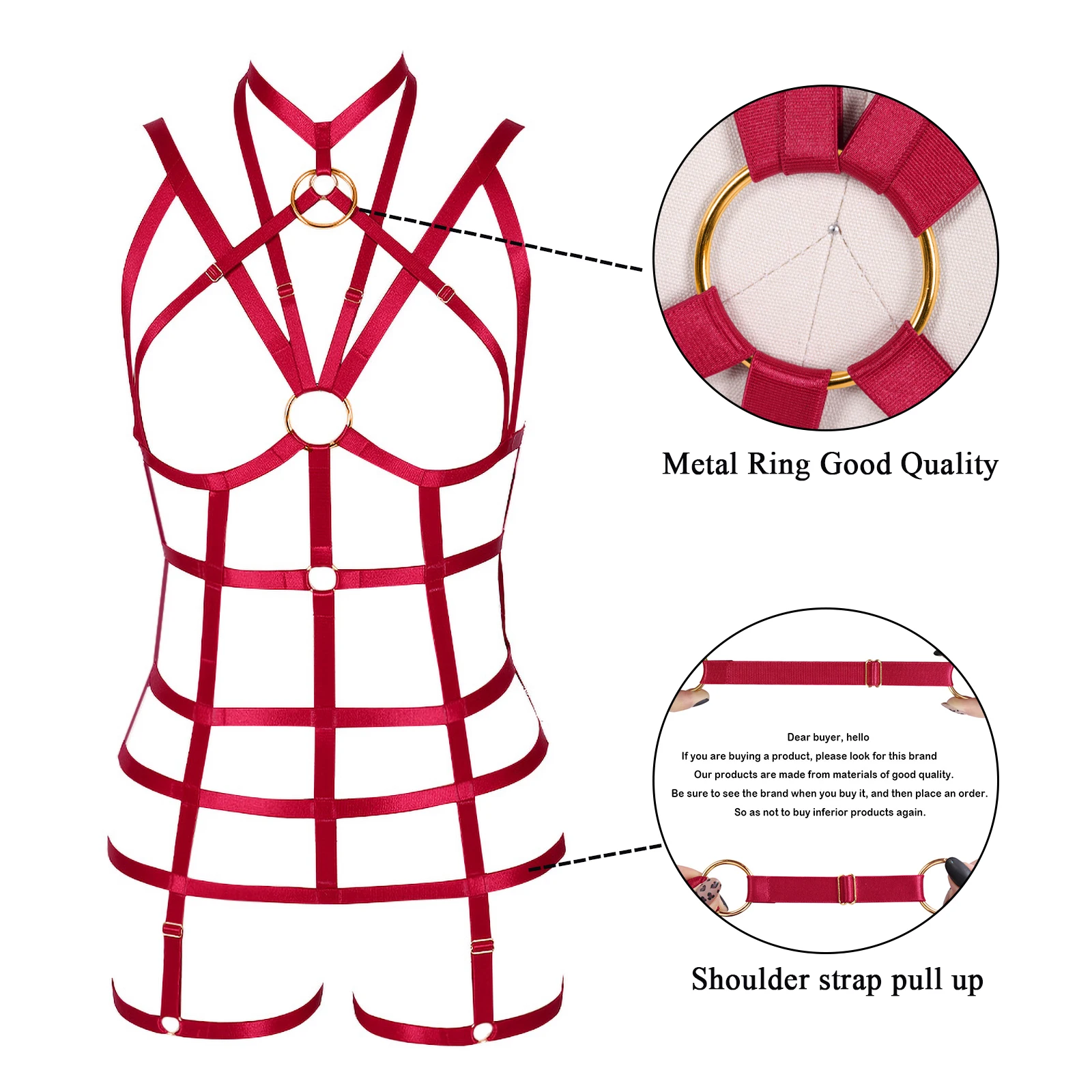 

Hollow Body Harness Belt Set Goth Bondage Body Cage Sexy Lingerie Set Punk Bodysuit Adjustable Waist Women's Erotic Underwear