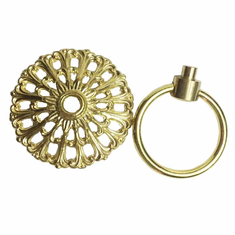 Золото Мебельная ручка латунь Кухня круглая для ящика шкафа тянуть полые