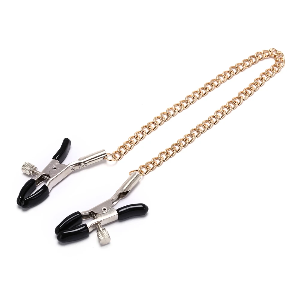 

Gold Chain Fetish Nipple Clamps For Couple Body Jewelry Accessories Shaking Milk Stimulate Exotic Accessories