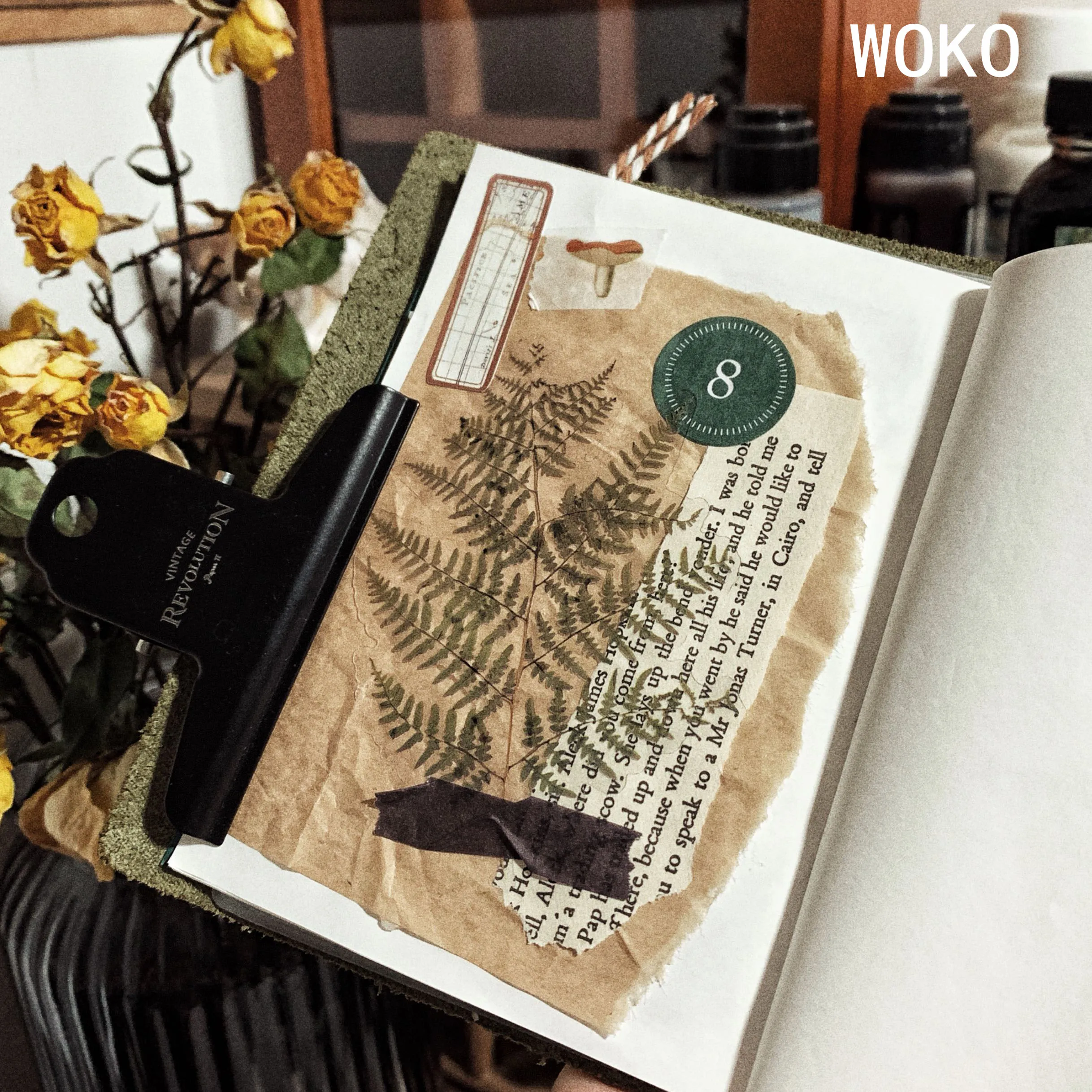 WOKO 20 шт./упак. прозрачный цветок, растение, свадебная брошь, ретро папоротник/эвкалипты/сухих цветов/хлопок/филиал Стикеры "сделай сам" Пуля журнал Скрапбукинг