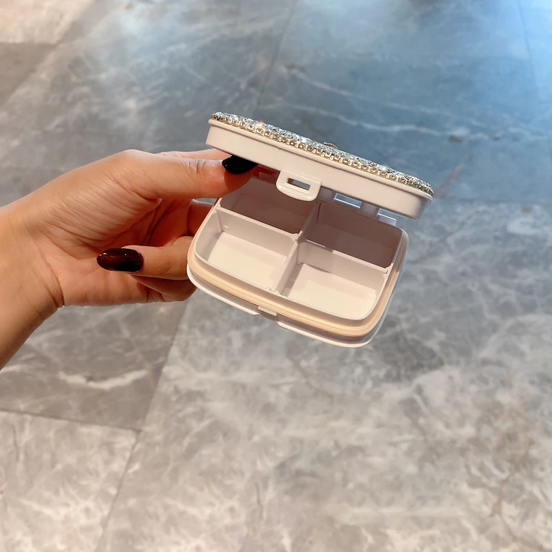 

Алмазная коробка для таблеток коробка для хранения таблеток органайзер для таблеток дорожная коробка для дозирования лекарств милый Конте...